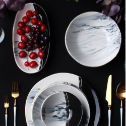 طقم صحون مصنوع من السيراميك  يكفي 6 اشخاص عدد27 قطعه