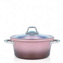 طقم اواني طهي مصنوع من الجرانيت 5 قطع لون زهري