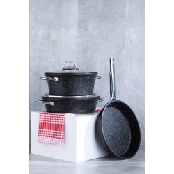 طقم اواني طهي مصنوع من الجرانيت 5قطع لون اسود