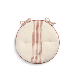 وسادة كرسي دائرية لون بيج وأحمر  قياس 40 * 4 سم