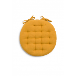 وسادة كرسي دائرية لون أصفر خردلي قياس 40 * 4 سم 