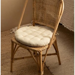 وسادة كرسي دائرية لون بيج كتاني قياس 40 * 4 سم