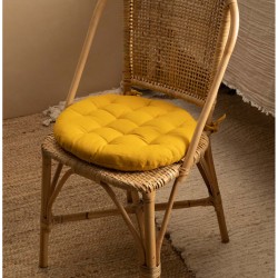 وسادة كرسي دائرية لون أصفر خردلي قياس 40 * 4 سم 