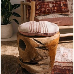 وسادة كرسي دائرية لون بيج وأحمر  قياس 40 * 4 سم