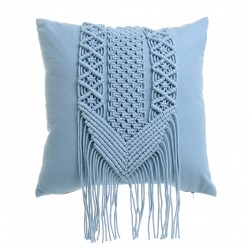 وسادة مكرمية لون أزرق قياس 45 * 45