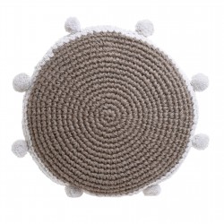 وسادة دائرية لون بيج و أبيض كريمي / قطر 45 * 15 