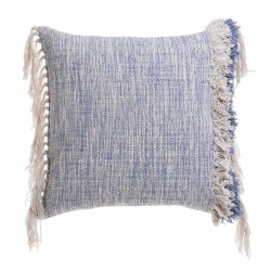 وسادة من القماش لون أبيض كريمي وأزرق  قياس 45 * 45 