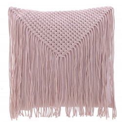 وسادة مكرمية من القطن لون زهري  قياس 45 * 45 