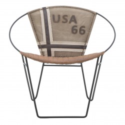 كرسي مفرد من الجلد والمعدن لون بني وأسود 75/43*65*75