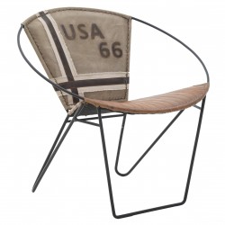 كرسي مفرد من الجلد والمعدن لون بني وأسود 75/43*65*75