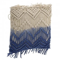 وسادة مكرمية من القطن لون أبيض وأزرق قياس 45 * 45 