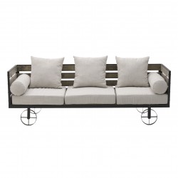 مقعد ثلاثي من الخشب لون كريمي/بني 192*70*65/38