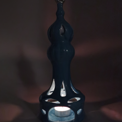 فانوس رمضان على شكل مآذنة لون أزرق من البورسلان قياس 30 * 11 سم