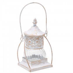 فانوس زجاج معدني ابيض 