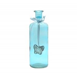 مزهرية زجاجية لون أزرق قياس 9*9*28