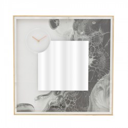 ساعة حائط خشبية / مرآة / مظهر رخامي 60.00مم x 4.50مم x 60.00مم