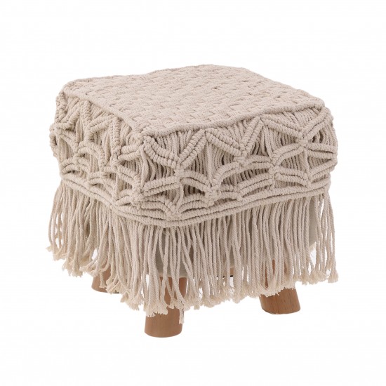MACRAME STOOL ROUND TASSEL NATURAL SMALL MACRAME STOOL ROUND TASSEL NATURAL SMALL