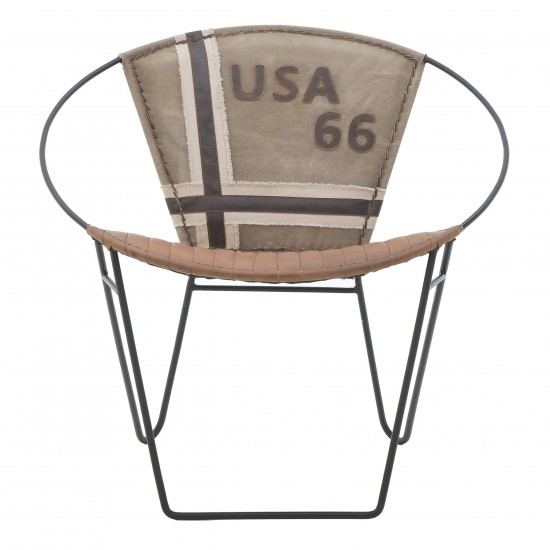 LEATHER/CANVAS ARMCHAIR BROWN/BEIGE 75*65*75/43 LEATHER/CANVAS ARMCHAIR BROWN/BEIGE 75*65*75/43