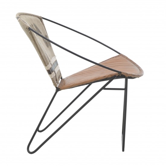 LEATHER/CANVAS ARMCHAIR BROWN/BEIGE 75*65*75/43 LEATHER/CANVAS ARMCHAIR BROWN/BEIGE 75*65*75/43