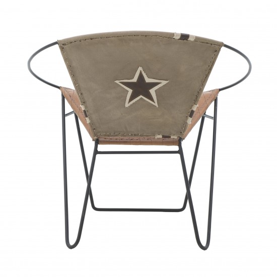 LEATHER/CANVAS ARMCHAIR BROWN/BEIGE 75*65*75/43 LEATHER/CANVAS ARMCHAIR BROWN/BEIGE 75*65*75/43