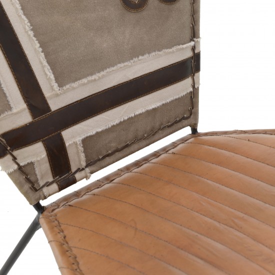 LEATHER/CANVAS ARMCHAIR BROWN/BEIGE 75*65*75/43 LEATHER/CANVAS ARMCHAIR BROWN/BEIGE 75*65*75/43
