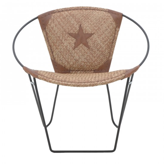 LEATHER/METALLIC ARMCHAIR BROWN/BLACK 75*65*75/43 LEATHER/METALLIC ARMCHAIR BROWN/BLACK 75*65*75/43