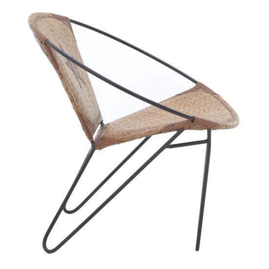 LEATHER/METALLIC ARMCHAIR BROWN/BLACK 75*65*75/43 LEATHER/METALLIC ARMCHAIR BROWN/BLACK 75*65*75/43