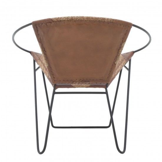 LEATHER/METALLIC ARMCHAIR BROWN/BLACK 75*65*75/43 LEATHER/METALLIC ARMCHAIR BROWN/BLACK 75*65*75/43