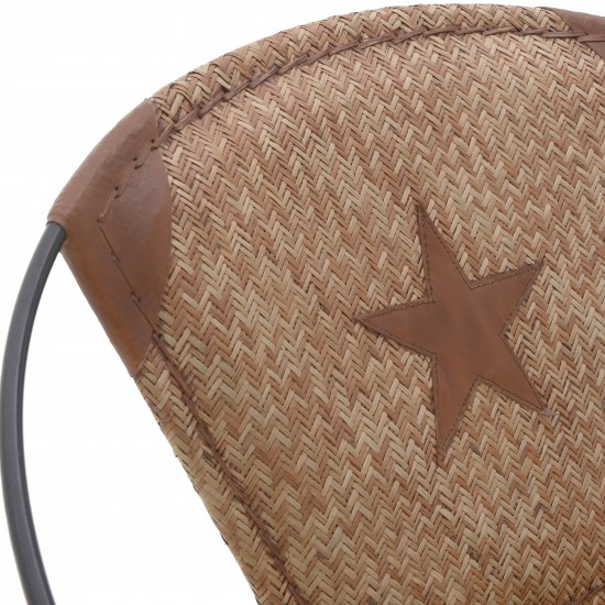 LEATHER/METALLIC ARMCHAIR BROWN/BLACK 75*65*75/43 LEATHER/METALLIC ARMCHAIR BROWN/BLACK 75*65*75/43